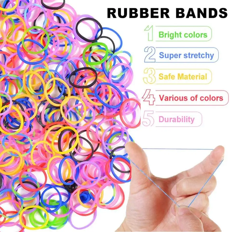 Hot Sales 1800+ pcs Rubber Bands Bracelet Kit 24  Colors Loom Bands Clips Beads Diy Set for kids