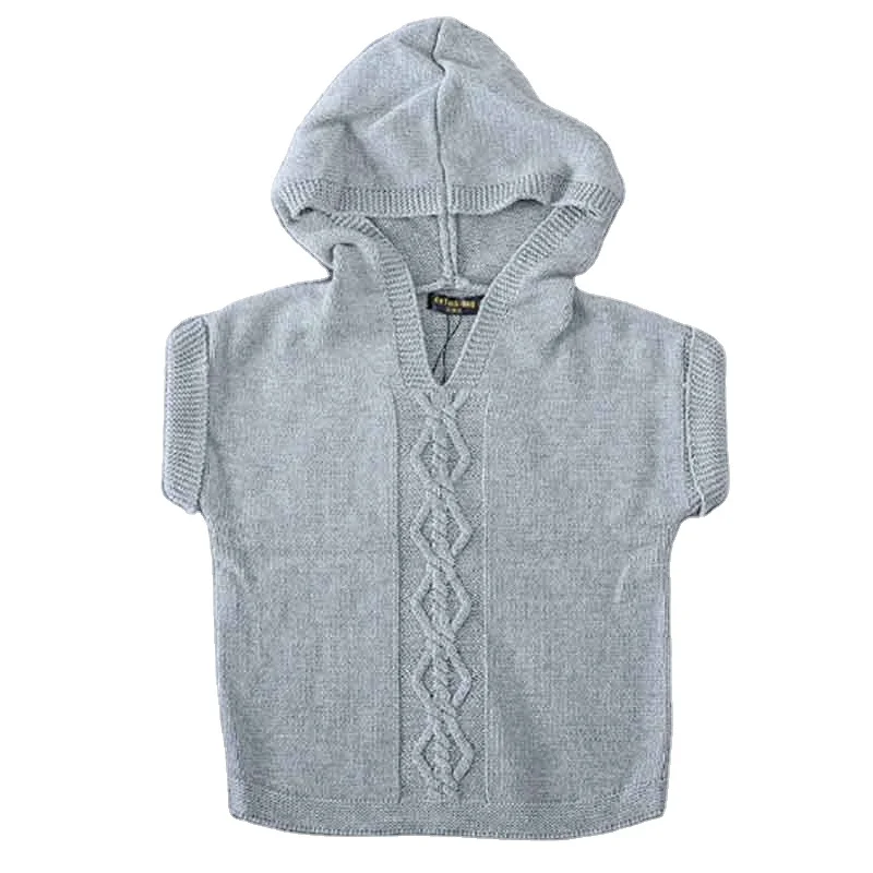 
Kids Hooded V-neck Knit Shirt Sleeveless Knitwear Jersey Cardigan Toddlers Baby Hoodie Pullover Knitted Jumper Sweater Vest 