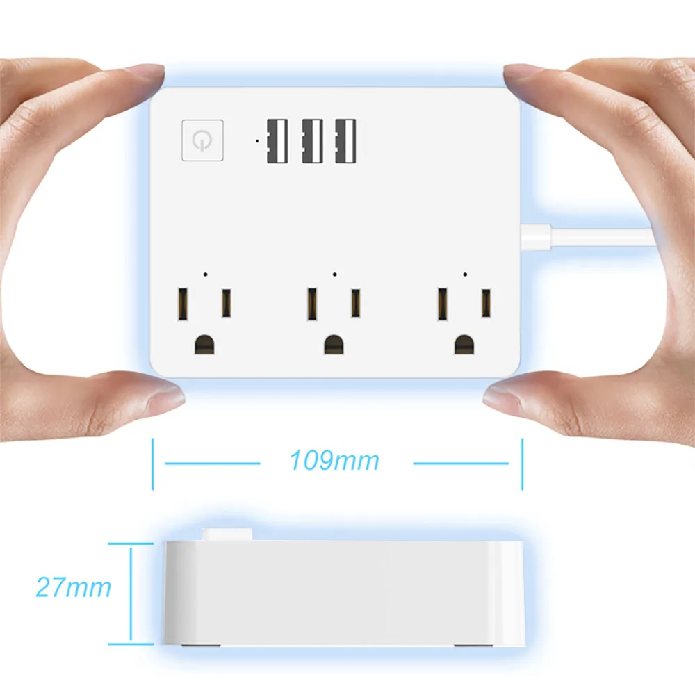 Original 110v Smart Power 3 AC Extender Wifi Smart Power Strip with 3 USB Ports