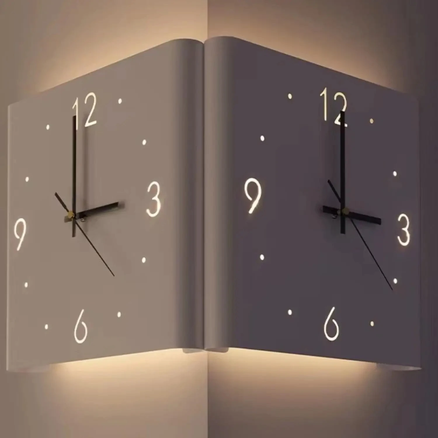 Double-Sided Wall Clock With Light Minimalist Creative Corner Digital Hollow-Out Silent Wall Clock Simple Room Decoration