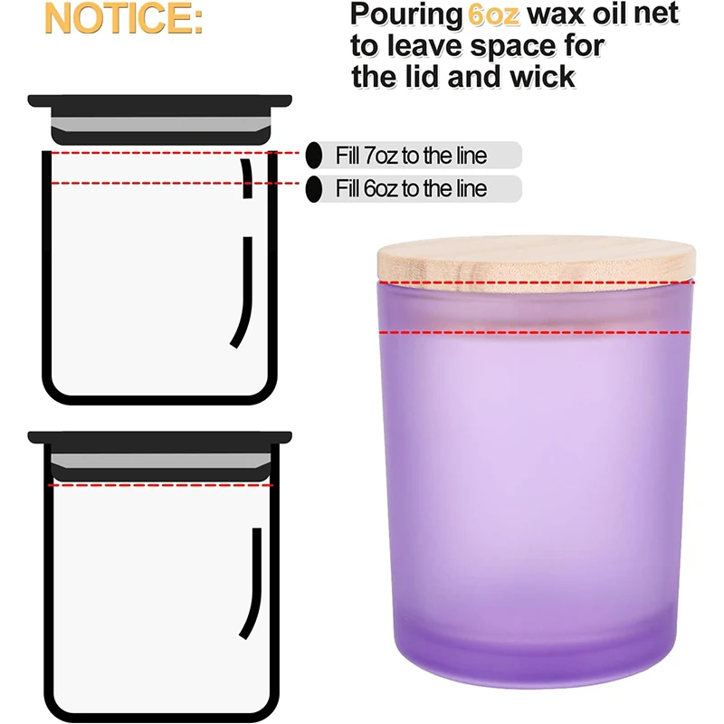 7 OZ Thick Frosted Purple Color Glass Candle Jars Candle Containers 200ml Empty Jars with Wood Lids for Candle Making