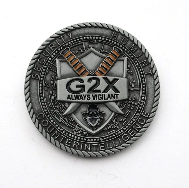 Custom Challenge Coin Antique Silver 3D Portrait Commander in Chief Metal Coin