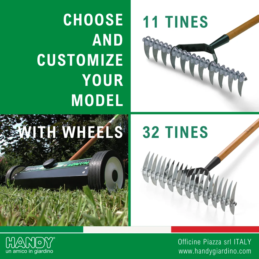 Professional quality Italian production high strength steel aerator 32 tines for garden care