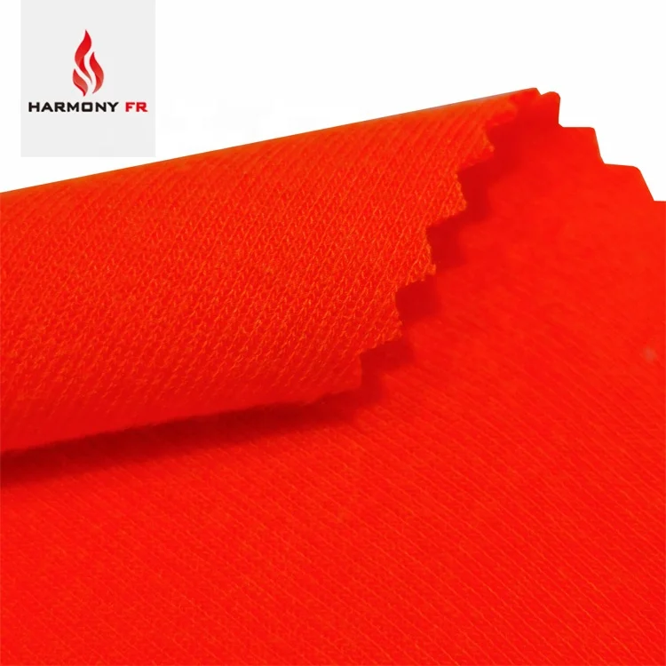 Modacrylic Viscose Knitted FR Fire Resistant Fluorescent Orange Fabric