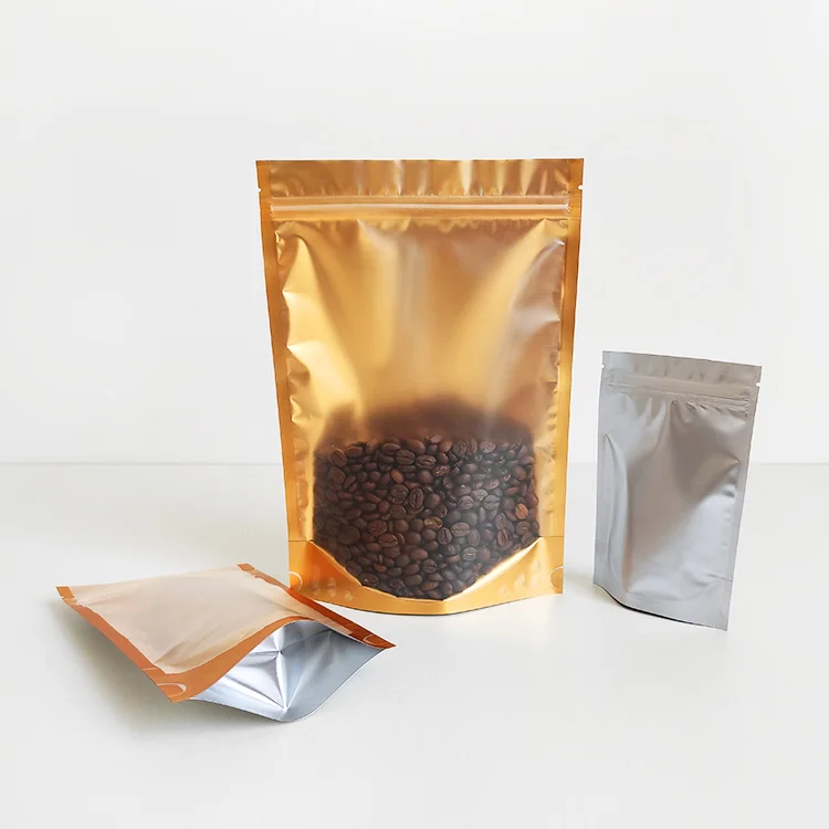 18x26 cm Gold color one side transparent clear aluminium foil pouch mylar zipper lock packaging bags