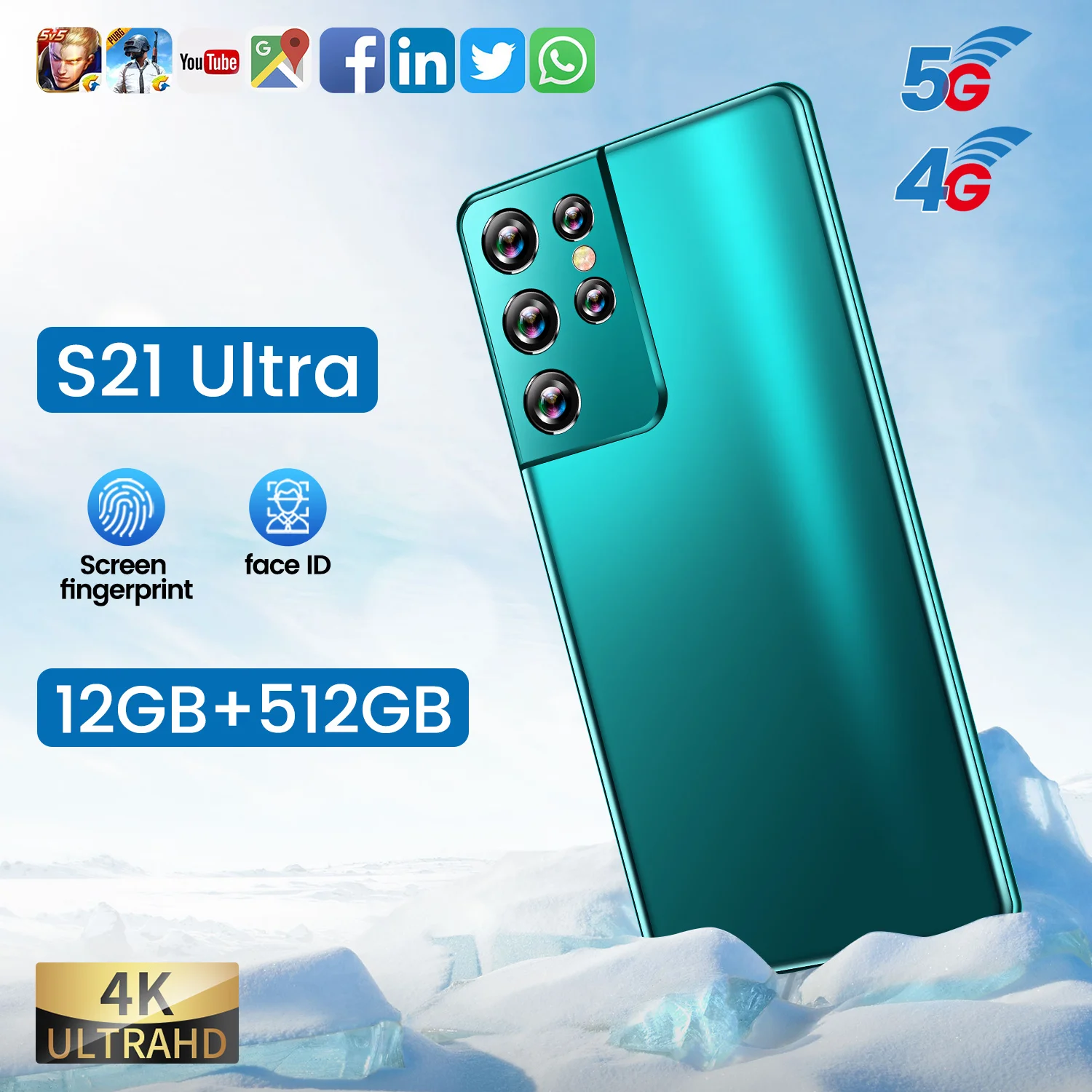 Hot selling unlocked smartphone wcdma gsm 5g network android mobile phones and cheaper 12gb ram 512gb rom smartphone