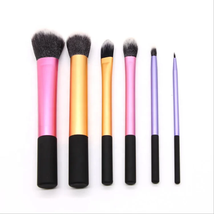 
Six long aluminum tube makeup brush set 6 6 a 3 color logo free cosmetic brush sets makeup beauty makeup tools package 