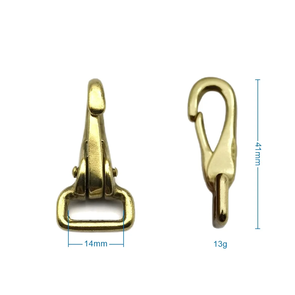 All Size Solid Brass Snap Hook Dog Collar Brass Hardware Keychain Snap Hook Clips For Handbag Strap