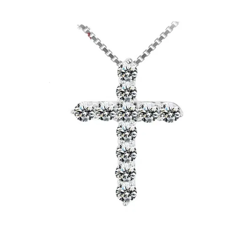 
Small all moissanite Cross 0.1ct*11 3mm Pendant Necklace Religious Christian 925 silver Jewelry 