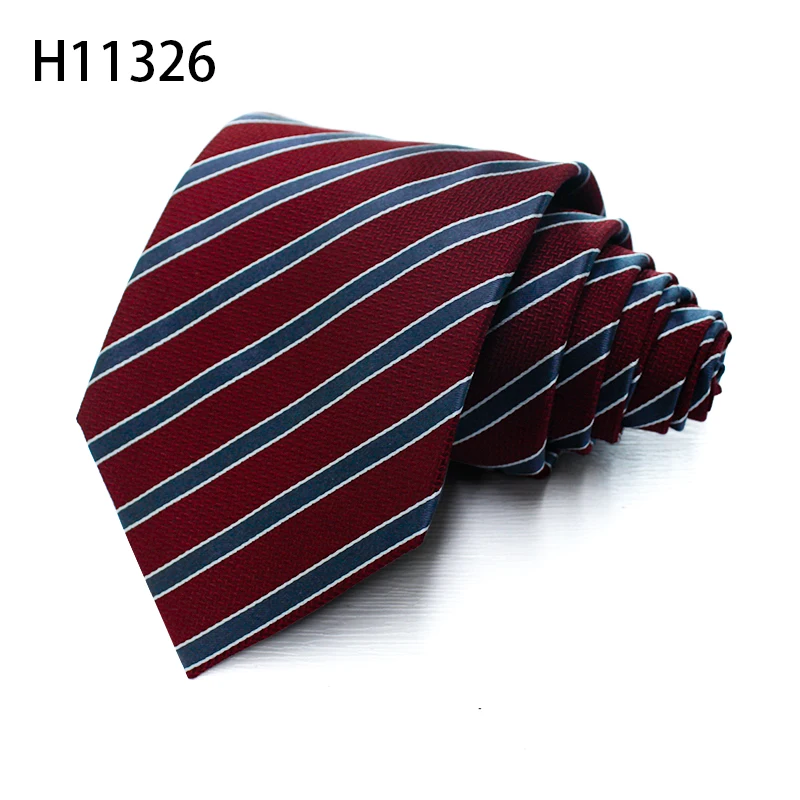Red Stripe Mens Wedding Cheap Polyester Skinny Mens Neckties Business Woven Jacquard Ties