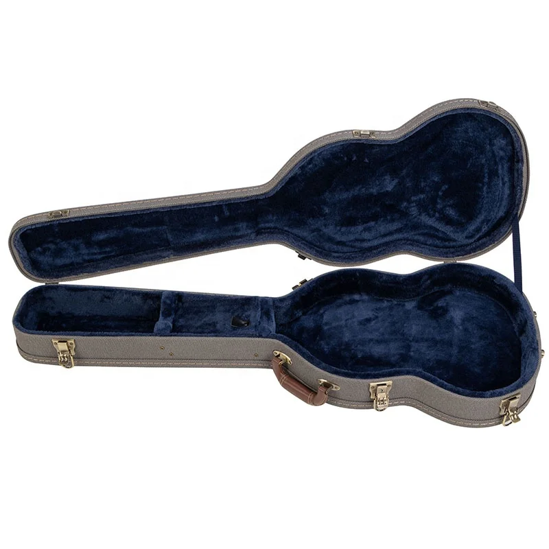 Fashion Design Grey Tweed with Accessory Compartment Electric Guitar Case Acoustic Classical Hard Instrument Case