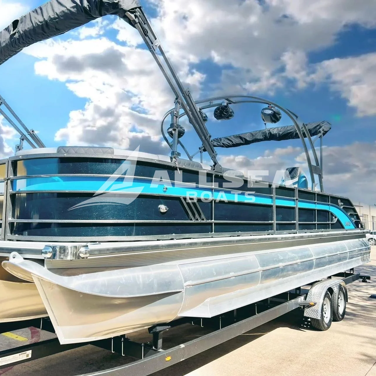 CE standard 7.6m 25ft  Luxury Recreational relaxing family happy party double bimini Floating Aluminum Pontoon Boats