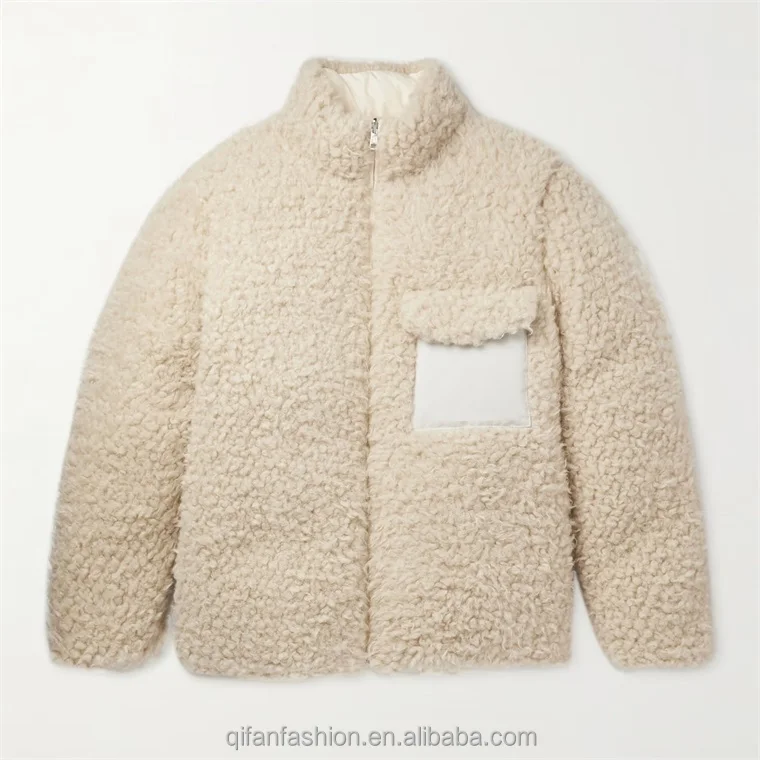 Custom winter reversible sherpa fleece down puffer jacket for men