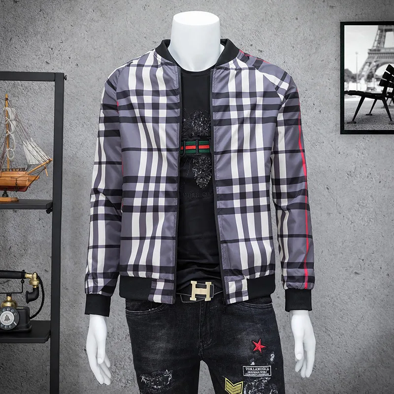 GG Brand Clothing Street Fashion Jacket Men Women Slim Fit Golf Baseball Plaid Jacket