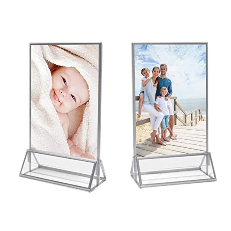 Clear a3 a4 a5 a6  acrylic sign holder menu holder acrylic menu display stand table wedding sign holder with Gold Borders