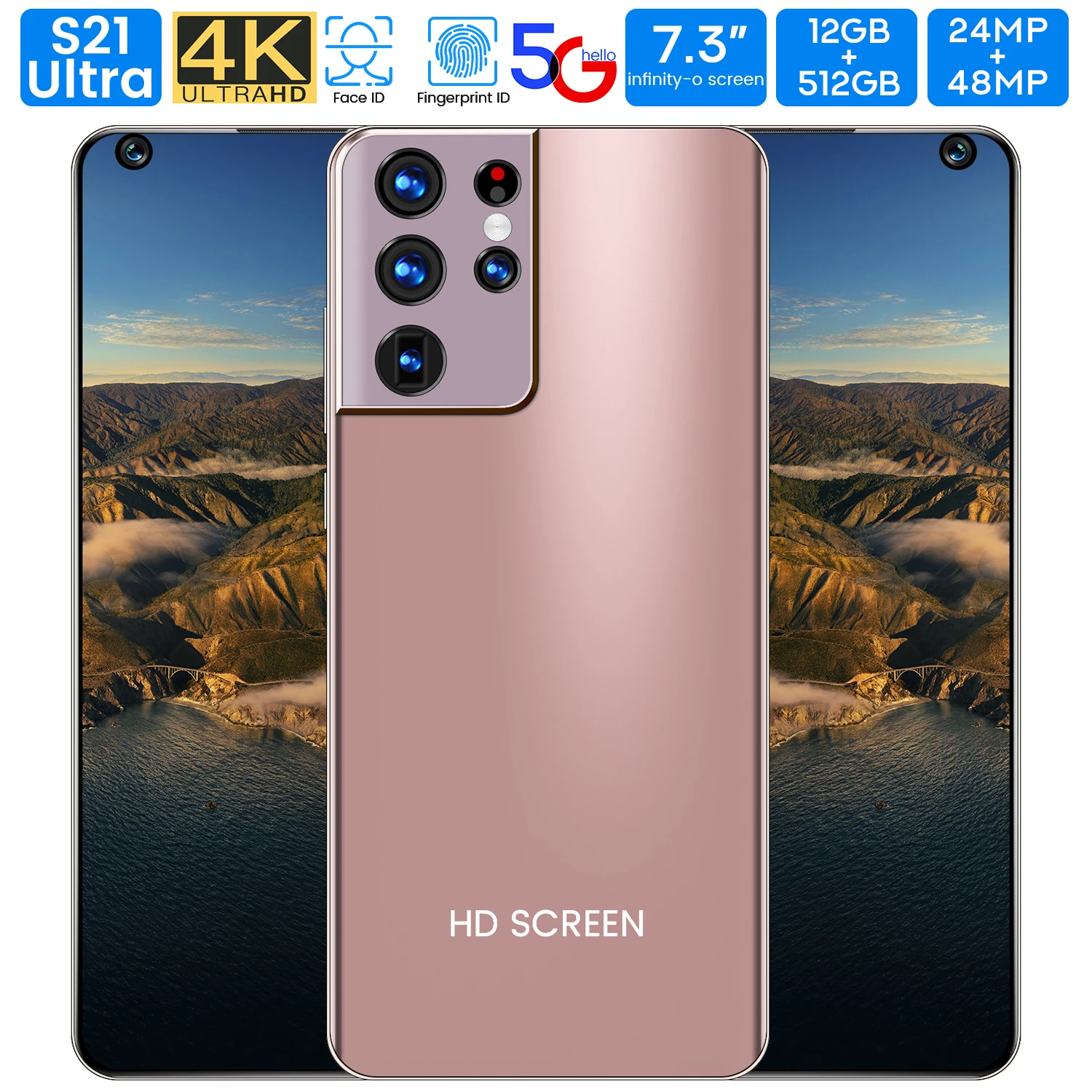 Amazon M HOT S21 U tra 24MP + 48MP 6800mAh батарея смартфоны Android 10 5G Core телефон s21 мобильный