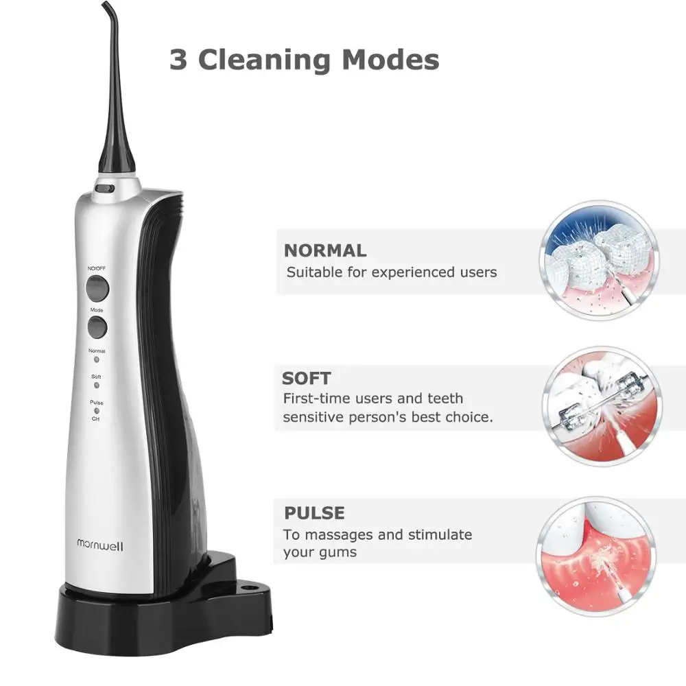 Mornwell 150ML Oral Irrigator rechargeable water flosser teeth clean portable dental water jet inductive charging