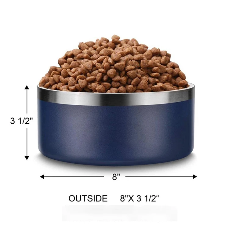 32oz 64oz Double Wall Non-Slip Stainless Steel Pet Dog Food Feeder Water Bowl for Medium Large Pets Custom Dog bowls