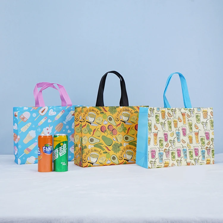 Foldable recycled pp non woven shopping tote bags with printed logo