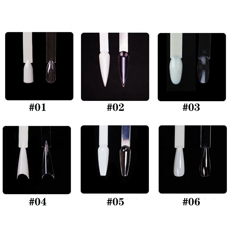 50Pcs/Set False Nail Tips Practice Clear Natural Black Nail Art Display Oval Fan Style Swatch Polish Nail Display Tips