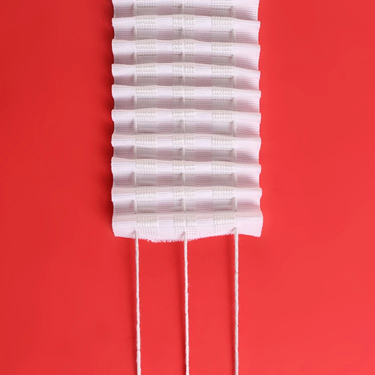 Wholesale 7.8cm white polyester curtain tape Opaque shrink belt for curtain
