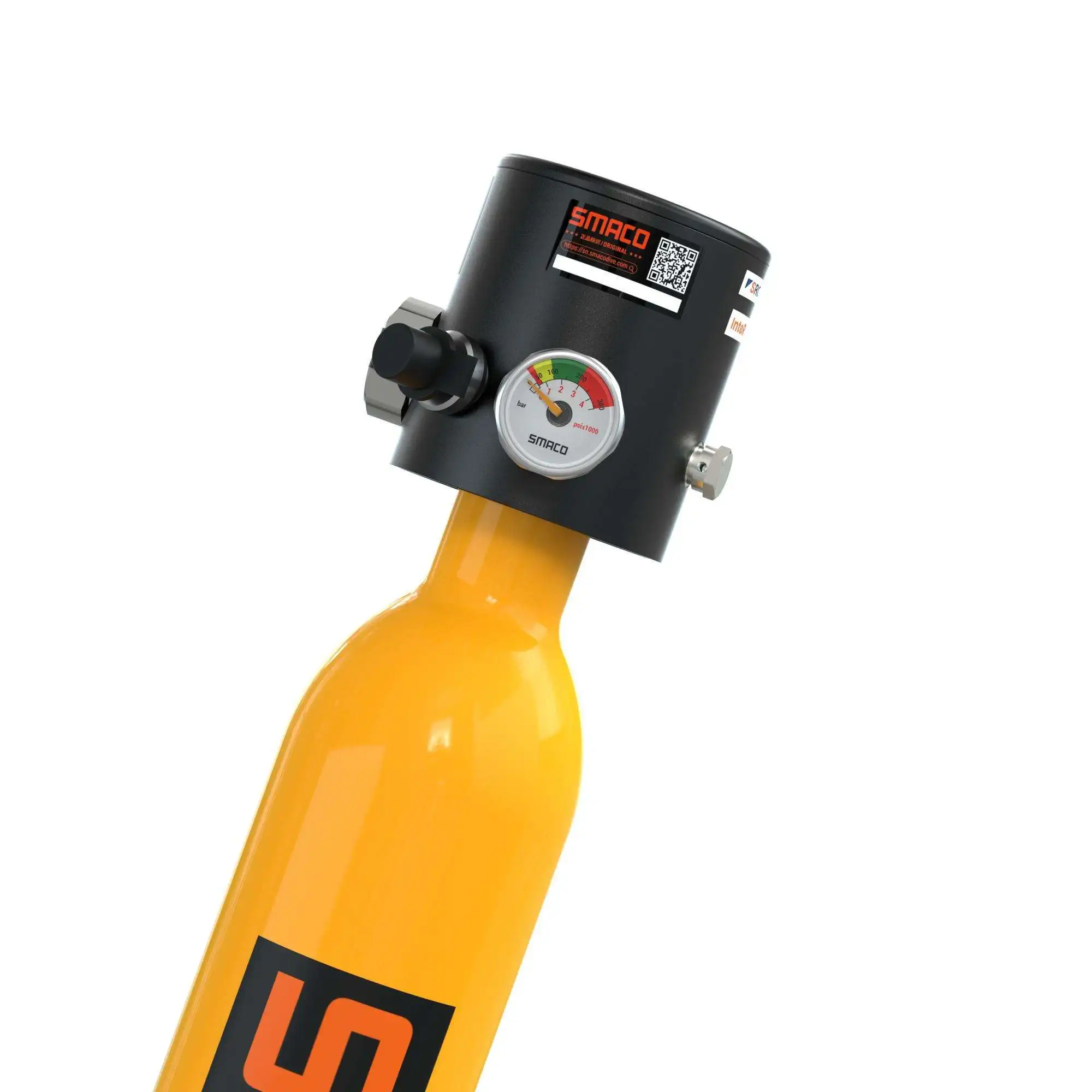 0.5L Scuba Diving Single Oxygen Cylinder Black/Green/Orange Mini Diving Air Tank