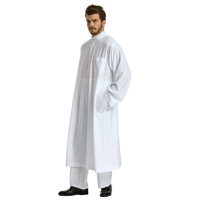 3001# Wholesale 2 pcs Arabic Kaftan Islamic Clothing Muslim Adult Men Abaya Dubai Jubba Thobe