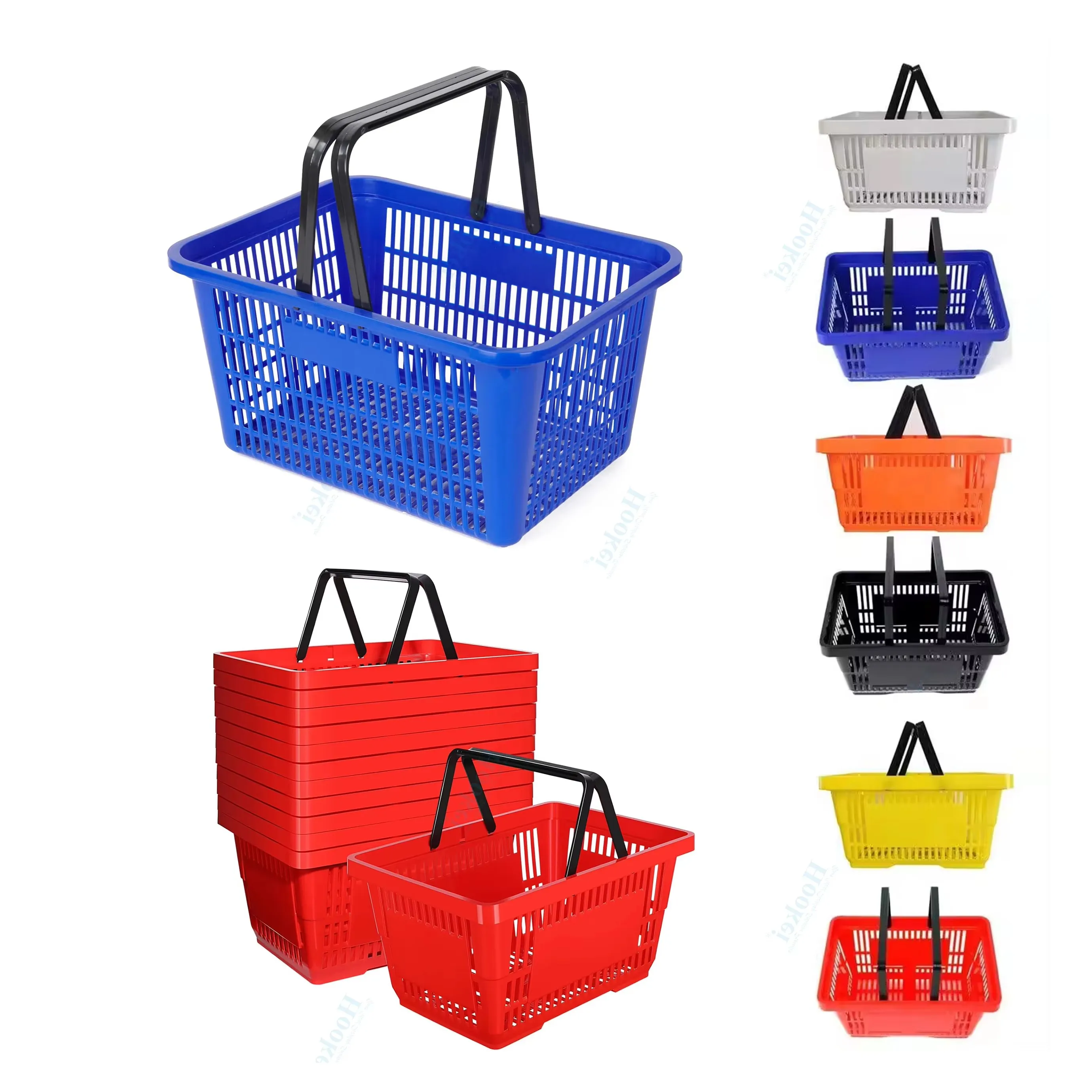 Factory Price Supermarket Small Plastic Baskets Handles Plastic Shopping Basket For Fruit