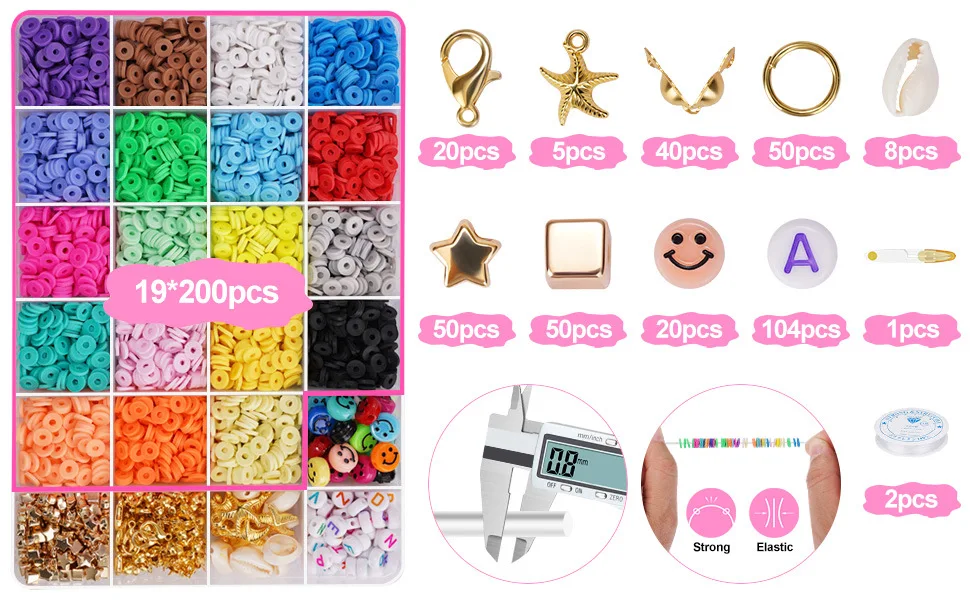Alphabet Beads DIY Bracelet Making Kits Polymer Clay Acrylic Beads Bracelet Making Kit Charm Bracelet Making Clay Beads Kit