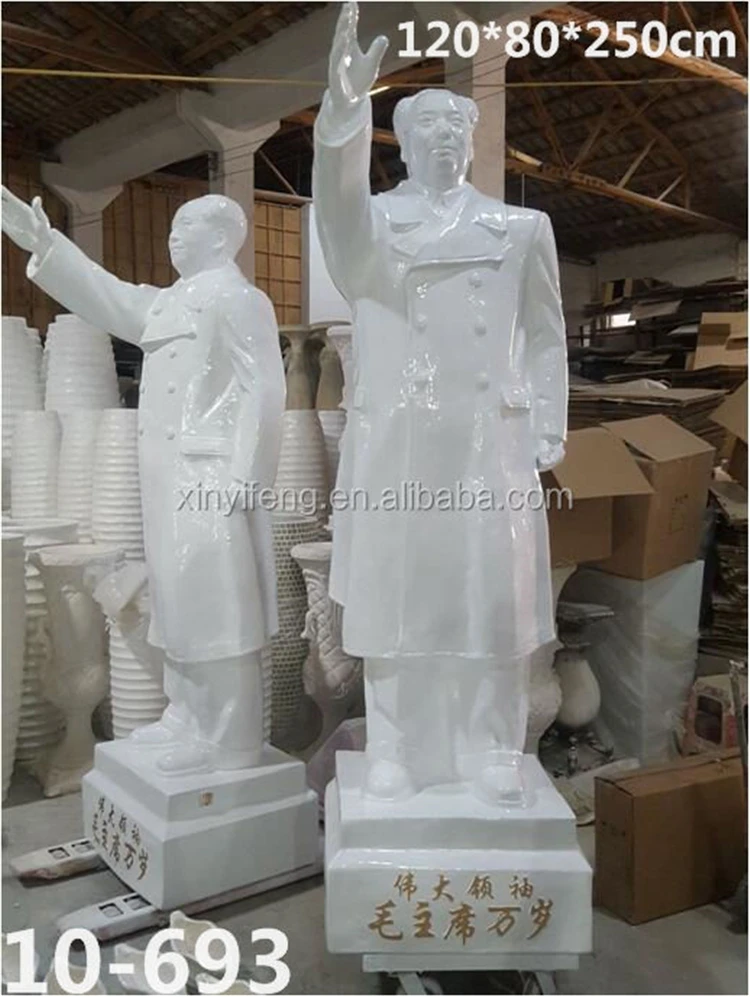 Chairman Mao Sculpture Mao Zedong Stand Statue Jade-Like Great Man Effigies