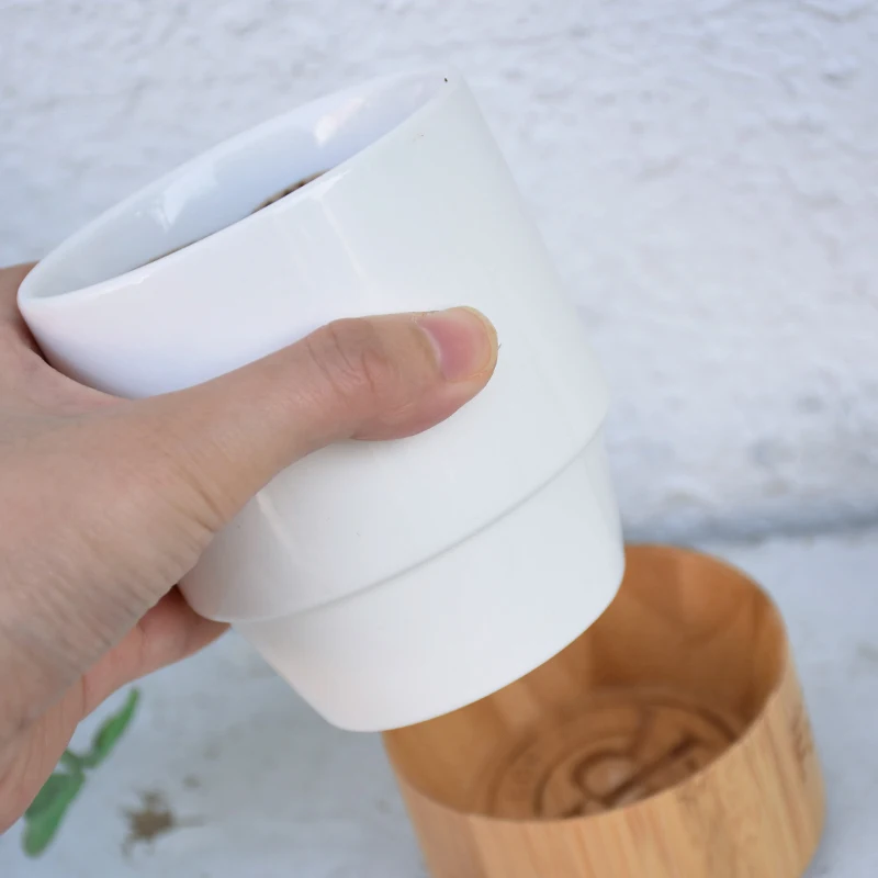 2023 Hot Sale Best Match Custom Logo Reusable Bamboo High Borosilicate Glass White Coffee Mugs Coffee Cup