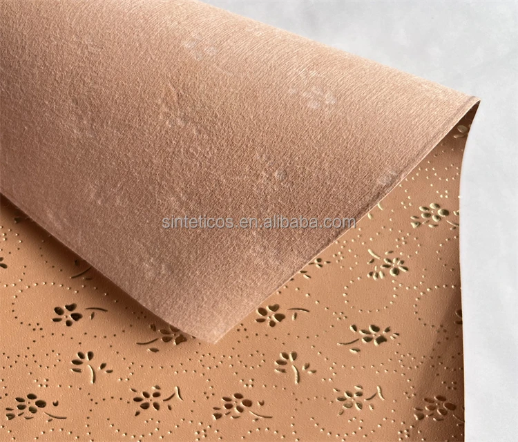 #6A118, PU Synthetic Leather Clover Stamping for Shoes Lining, Nonwoven Backing (PU Sinteticos, Cuero Sinteticos Para Forro)