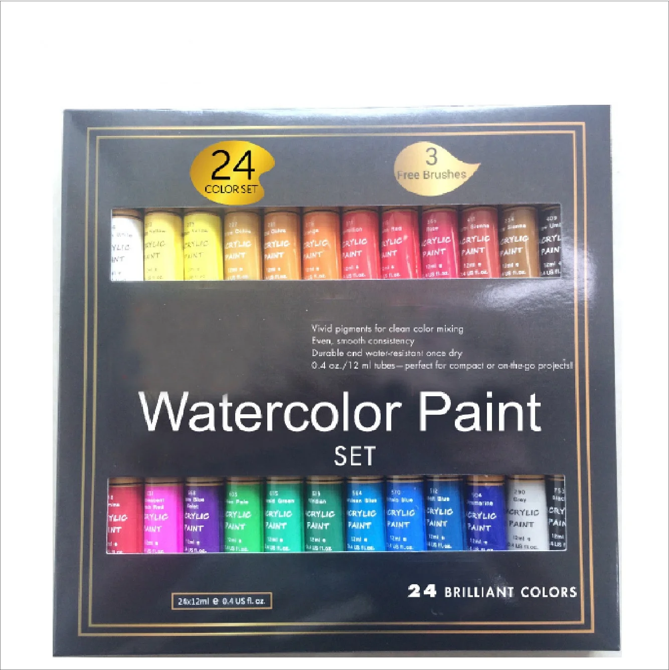 24pcs 12ml Watercolor Paint with Artist Brush
