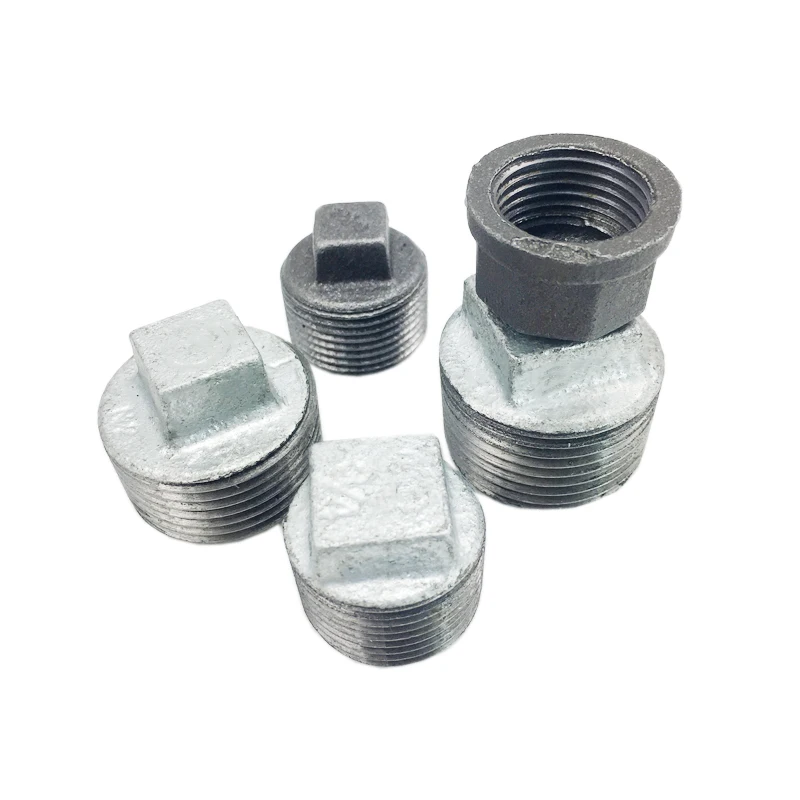NPT thread  pipe fitting hot dip galvanized  malleable iron asni pipe plugs forged fittings hex/round plug