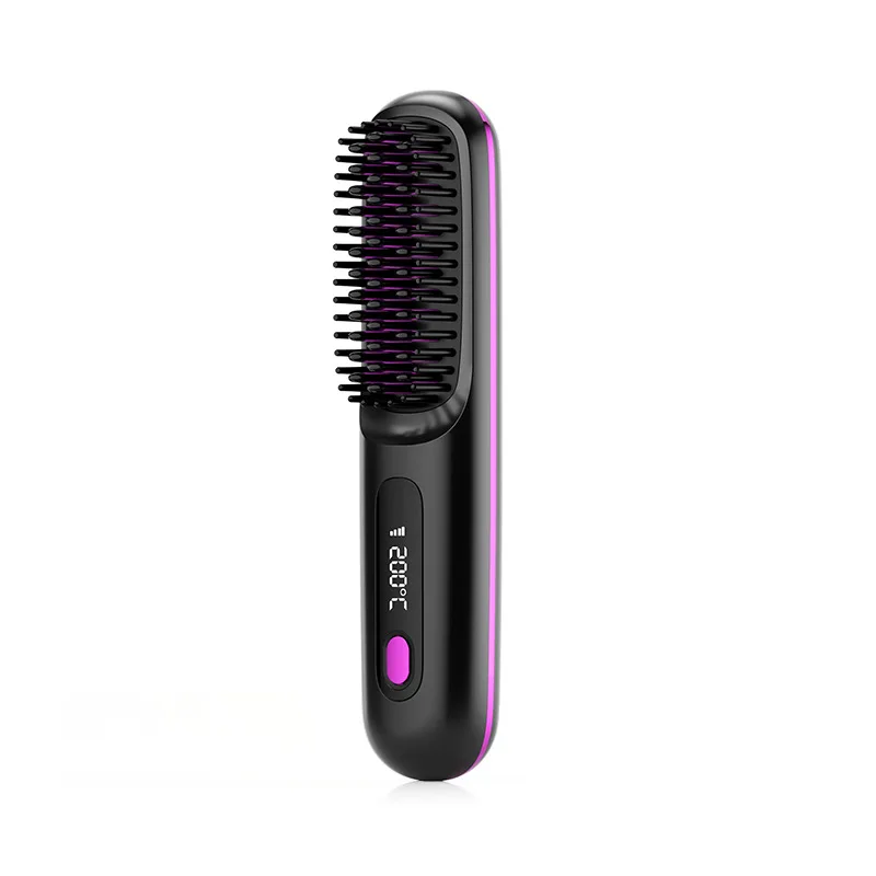 2 Colors Flat Iron Hair Straightener USB LCD Straight Hair Comb Mini Electric Wireless Hair Brush with Box