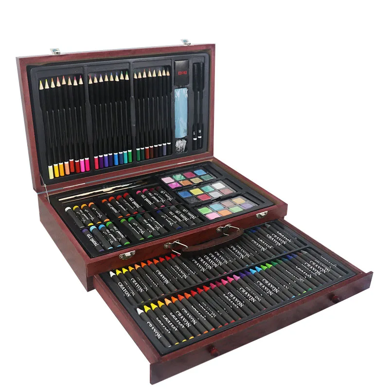 143pcs Deluxe Wooden Art Set Crafts Drawing Painting Kit Art Supplies Set For Kids