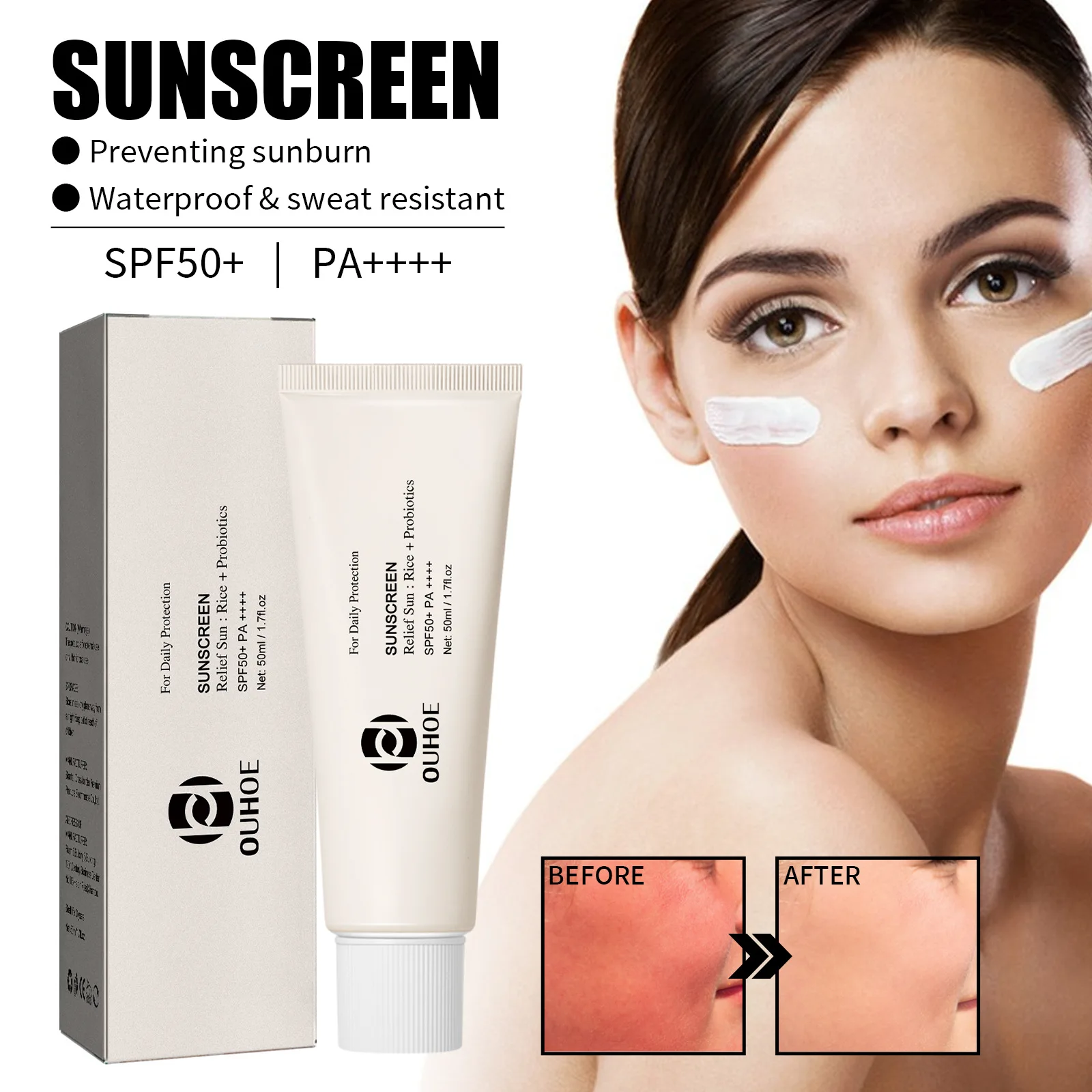Oouhoe лучший Ультра Прозрачный нежирный крем для лица Suncream Spf 50 корейский безмасляный лосьон, полностью продающий органический солнцезащитный крем