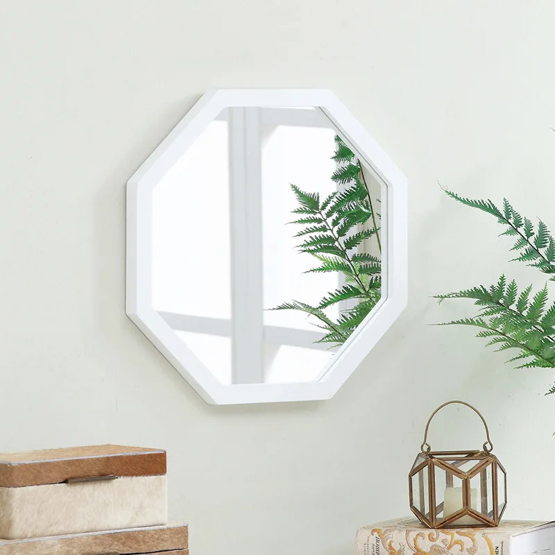 Wholesale Octagonal Wood Hexagon Moulding Frame Hotel Living Room Bedroom Bathroom Vanity Decorative Wall Mirror