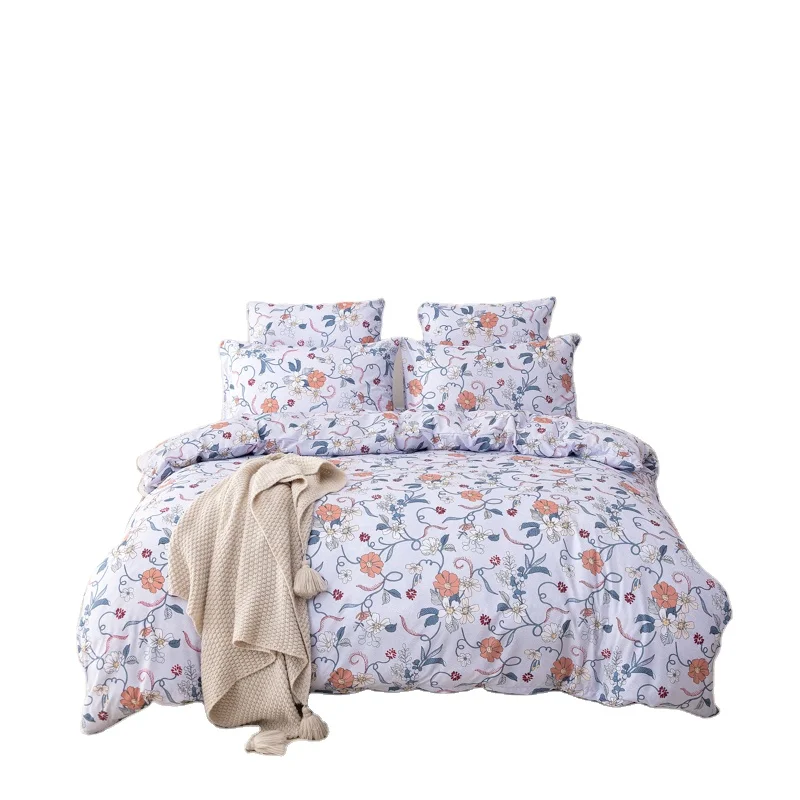 Wholesale 100% Polyester Bedding Comforter Sets with Duvet Snaps Custom Logo & Plant Pattern PVC Filling for Home Use