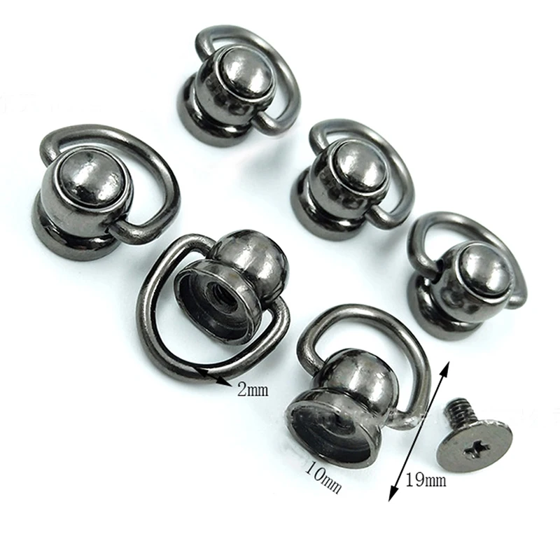 360 Degree Rotatable Ball Nipple Nail Studs with D Ring Post Head Studs Buttons With Screw For Bag
