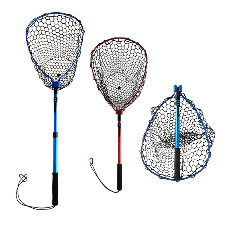 High Quality Fish Landing Net Aluminum Rubber Foldable Fishing Landing Nets