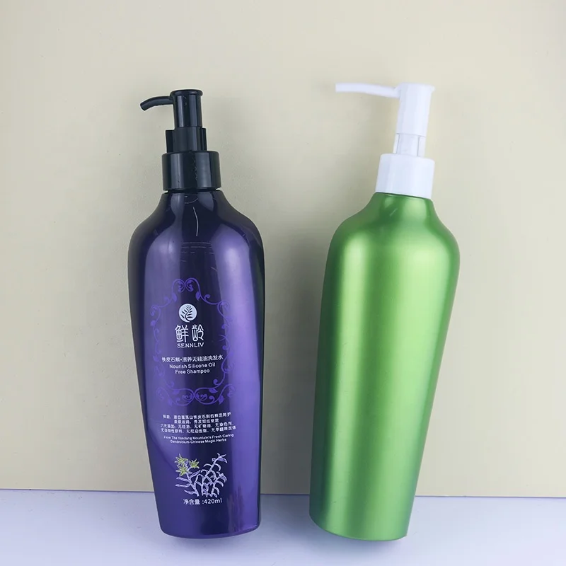 High Quality 500ml Matte Green Dark Purple Black Plastic PET Hair Body Wash Shampoo Bottles For Liquid