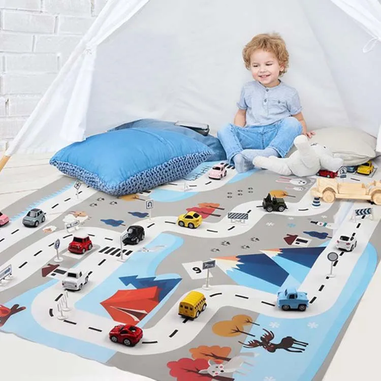 Hypoallergenic Blue Baby Play Carpet Nursery Rug Floor Mat Crawl Rug For Kids