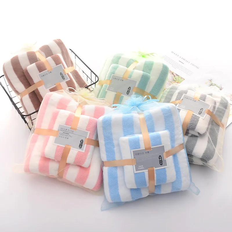 Luxury Hotel & SPA Super Fluffy Soft and Absorbent Lint Free Fade Resistant 2pk High Density custom coral fleece face bath towel