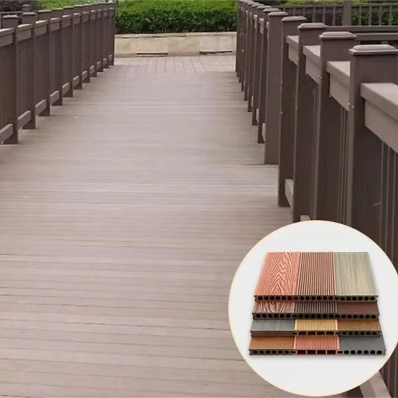 WPC Flooring Outdoor Decking Waterproof Fireproof Flooring Outside PVC PE WPC Panels  Interior Exterior Decoration Decking