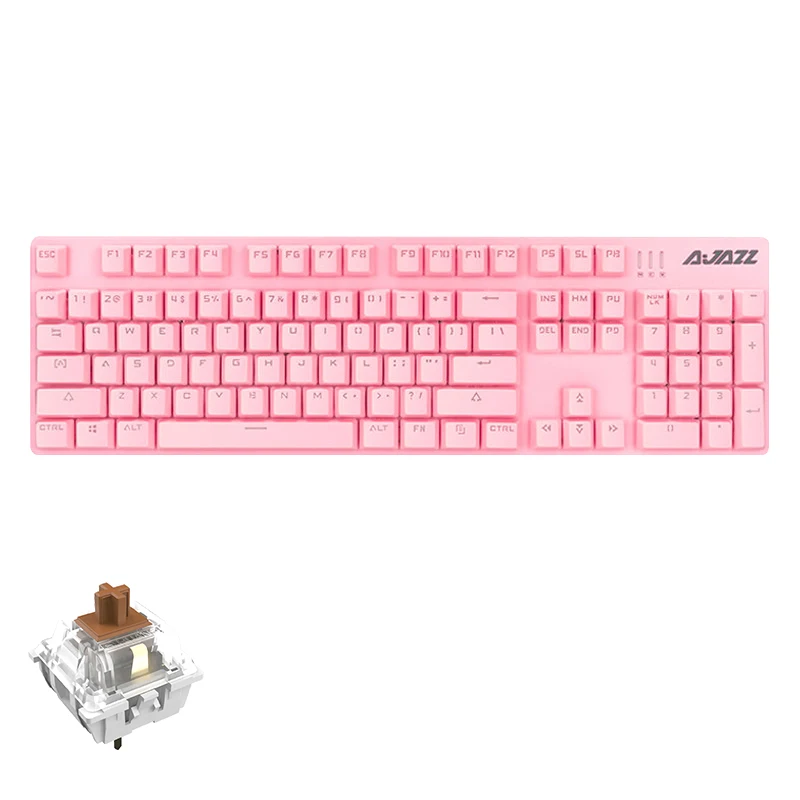 AJAZZ ROBOCOP pink mechanical keyboard RGB backlit wired 104-key layout ergonomic office gaming keyboard