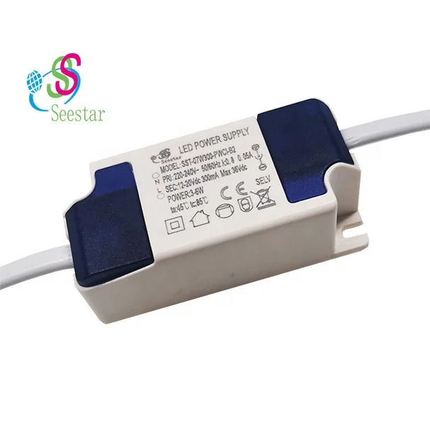 Seestar 3-7W 300ma isolated constant current Flicker Free TUV SAA CE CB CCC NEW ERP led driver