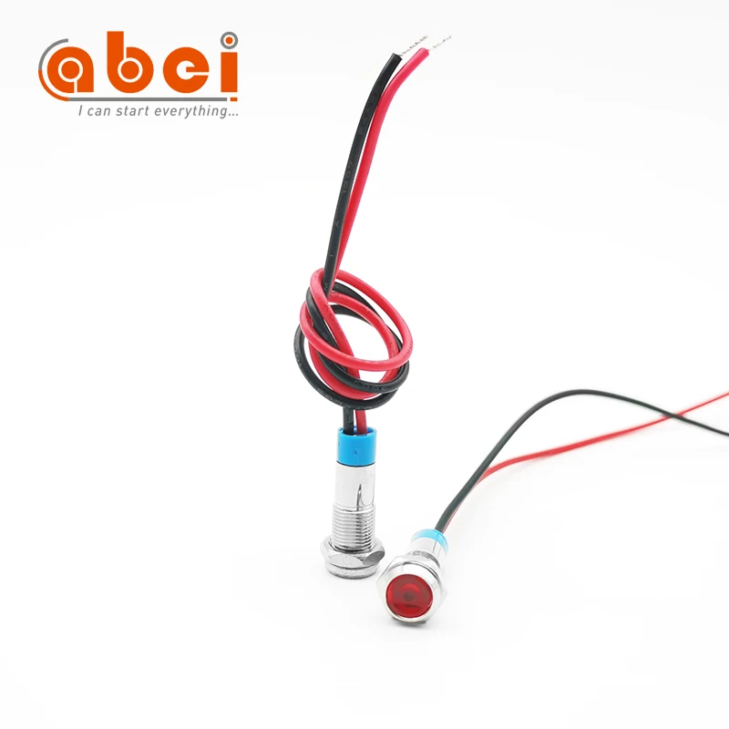 Waterproof 6mm metal led indicator light RG RB 3V 6V 24V  indicator lamp wire 15cm