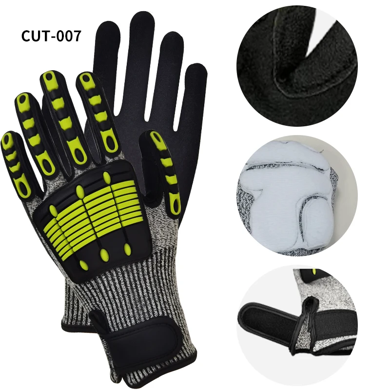 High quality palm dipped rubber wear-resistant and high-pressure resistant mechanical cutting resistant construction gloves