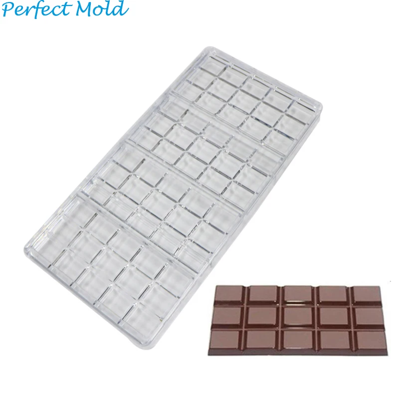 Stock making 3d commerical hard pc candy mould custom logo polycarbonate plastic bar chocolate mold